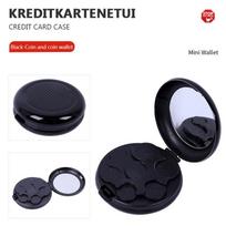 Creative Mini euro monetų laikymo dėžutė su veidrodžiu Kelioniniai nešiojami aliuminio lydinio apvalūs euro nulinės piniginės piniginės