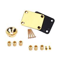 4 Holes Electric Guitar Neck Plate with Screws Metal Round Edge Guitar Neck Joint Back Mounting Plate Replacement Kits 1 auksinė