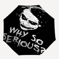 1pc Joker Why So Serious? Automatic Open Close Umbrella with 8-Rib Windproof Canopy Compact Portable Travel Umbrella10282 gray