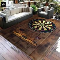 Dart Board Area Rugs Fire Water Design Born To Play Champion Theme Game Room Carpets for Man Cave Decor 40x60cm