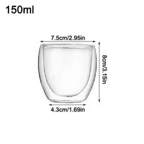 150/250/350/450ml Dvisienis Puodelis Kavai Stiklas Arbatai Izoliuotas Bokalas Vynui Alui Pienui