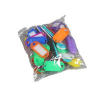 50Pcs Key Tags Bright Colors Plastic Waterproof Writable Hotel Key Organizer with Detachable Metal Rings Crack-resistant Key Labels A blue