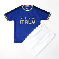Italija Vaikų futbolo aprangos komplektas Patogus kvėpuojantis Vaikų futbolo uniformos Naujas dizainas berniukams ir mergaitėms Vaikų marškinėliai Vaikų marškinėlių komplektas 2 vnt. 110 blue