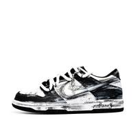 Nike Dunk Evil Dragon Leather Abrasion Resistant Breathable Low top Skateboard Shoes Unisex Black White Gray DD1391-100(Team920-) 36.5