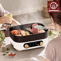 Dual Function Non-Stick Electric Hot Pot & Grill Combo 6L Electric Hot Pot smėlis