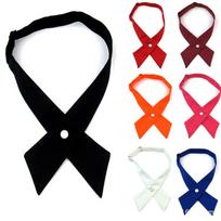 Matte Solid Color JK Uniform Cross Bow Tie for Women
