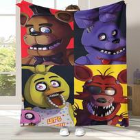 Horror Freddy F-FNAF Games Flannel Blanket,Ultra Soft Warm Plush Throw for Home Bedroom Bed Sofa Cover Office Camping Picnic 75x90cm blue
