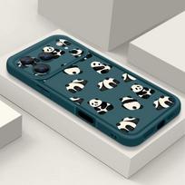 Lovely Baby Panda Print Case For iPhone 17 Pro Max 17e 16e Shockproof Silicone Soft Bumper Cover For iPhone 16 15 14 13 Pro Max 11 iPhone 16 mėlyna
