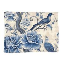 Blue Willow China Blue Delft Chinoiserie Blankets Soft Warm Flannel Throw Blanket Bedding for Bed Living room Picnic Travel Home Size: 75*100cm, Weight: 230 GSM
