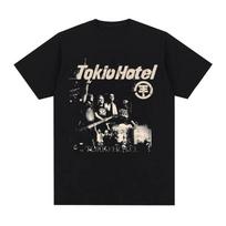 Rock Band Tokio Hotel Beyond The World Tour Concert T-shirt Men's Fashion Casual Short Sleeve T Shirt Hip Hop Punk T-shirts S gray