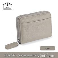 Genuine Leather RFID Card Holder & Coin Wallet - Anti-Theft Accordion Case with Business Card Slots 14 Cards pilka