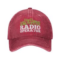 Amateur Ham Radio Operator Grunge Baseball Cap Vintage Distressed Denim Washed Funny Snapback Cap Unisex Women Outdoor Workouts Hat Adjustable pink