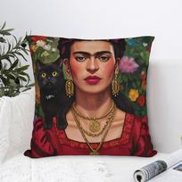 F-Fridas K-Kahlooo Pillowcases  Cute Funny Pillow Case For Living Room Chair Square Pillow Cover 30X30CM black
