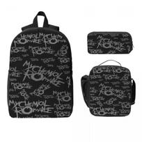 3Pcs MCR My Chemical Romance Rock Band Theme School bags Set for Girls Boys Pen Bags Backpack Sets with Lunch Box