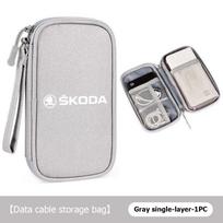 Portable Car driver's license Cable Gadget Card Pouch keys Storage Bag For Skoda Kodiaq Octavia 2 3 Rapid Karoq Fabia Kamiq kybf34