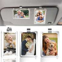 3Pcs Magnetic Car Picture Holder - Transparen Car Visor Clip Photo Frame Suitable for Lover or Family Photo, Car Visor Photo Clip Gifts for Mom white