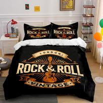 Rock & Roll Vintage Design Bedding Duvet Cover Set Duvet Cover Pillowcases  (1*Duvet Cover 2*Pillowcases, without duvet insert) 135x200cm
