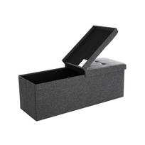 SONGMICS Bench with Storage Space, Storage Chest with Lid, Foldable, Load Capacity 300 kg, 120L, 38 x 110 x 38 cm, Linen Fabric Dark Grey skalūno pilka spalva