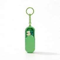 Tulip Pattern Portable Pill Case Compact Waterproof Keychain Pill Organizer Convenient Dispenser Flower Pill Storage Container A16 green