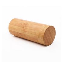 Portable Carry Natural Bamboo Wood Glasses Case Retro Column Shape Anti-Drop Sunglasses Storage Box for Outdoor Sports A1 beige