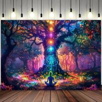 1 piece of vibrant healing life tree chakra art tapestry - made of polyester, no power supply required 47.2x31.5inch/120*80cm