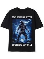 Cringe Alpha Wolf T-Shirt - Stay Behind Me Kitten Werewolf Meme Design 3XL blue