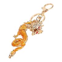 Chinese Dragon Shaped Pendant Keychain Zinc Alloy Portable Exquisite Key Ring Decoration for Tote Bag Car beige