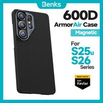 Benks Magnetic ArmorAir dėklas, skirtas Samsung Galaxy S25U S26 Ultra, 600D Kevlar pluošto, plonas ir lengvas, minimalistinio stiliaus dangtelis Galaxy S25 Ultra juoda