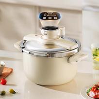 SUPOR Easy-Open Rotary Timer Pressure Cooker 22cm 5L beige