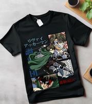 Mikasa marškinėliai Attack on Titan marškinėliai Shingeki No Kyojin Anime AOT marškinėliai Visų dydžių S gray