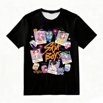Women's Summer KPop Demon Hunters Graphic Tee Vibrant Cartoon Character Prints for Street Party Daily Trendy Outfits S gray