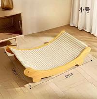 Removable wear-resistant cat scratching board Kitten grinding cat toy Wooden cat scratching pad Multifunctional cat bed S beige