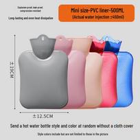 Thickened, Explosion-Proof Hot Water Bottle - Long, Small & Large Sizes for Warming Hands, Belly, Waist & Cervical Spine gray
