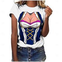 Oktoberfest Beer T-shirt Women 3D Printing Graphic Short Sleeve O-neck T Shirt Party Casual Fashion Funny Tee Top Summer M blue