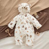 Thick Padded Baby Outerwear with Hand & Foot Covers for Boys & Girls, Size 90 73 cm white