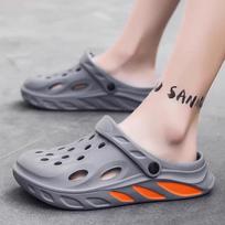 Hole shoes men's summer non-slip and wear-resistant outer wear bag head drag soft bottom beach sandals 40 pilka spalva