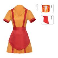 Cross-Border American Tv Series Style Two Broke Girls Anime Cosplay Costumes Bar Fast Food Waitress Work Uniforms Performance Outfits [Bankrupt Sisters] Dress + Apron XS