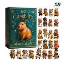 2026 New 24 Days Capybara Advent Calendar 24pcs 2D Acrylic Rock Guitar Anime Pendant Christmas Countdown Tree Decor Gift Box 1set brown