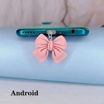 1pcs Cute Pink Bow Phone Dust Plug Accessories Decoration Hanging Pendant for IPhone for Samsung Type-C Charging Port pink