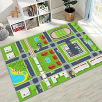 Kids City Construction Carpet Mat Rug Race Track Home Decoration Non-slip Educational Children Room Play Mat with Traffic Design 40x60cm