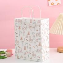 StoBag Dog Puppy Cartoon Print Kraft Paper Gift Bags for Sweets Gift Wrapping Bags Party Candy Treat Birthday Packaging 30pcs&27x12x29cm white