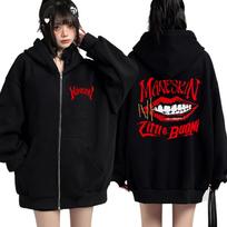 Italian Rock Band Maneskin Mouth Zipper Hoodies Men Women Oversized Casual Cardigan Zip Up Hoodie Fashion Retro Coats S