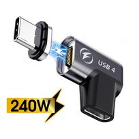 240W USB C Magnetic Adapter 8K 60Hz 40Gbps Type-C Converter 90 Degree PD Fast Charging USB4 Adapter for Thunder-bolt 3/4