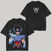 Saint Seiya Dragon Shiry Anime Lover Washed Tshirt Year Round Clothing High Quality Personality Clothes Plus Size Unisex New Model Couples Tee S