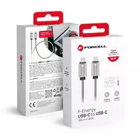 Forcell F-Energy C237 data transfer and charging cable | USB-C to USB-C | QC 4.0, PD | 66W | 2m | silver