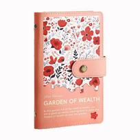 Leather 100 Envelopes Saving Money Binder Refillable Flower Printed Money Challenge Book Magnetic Buckle Cash Envelopes brown