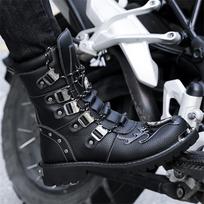 Aukštos kokybės vyriški batai Madingi Punk Rock stiliaus Motociklininko batai Prabangūs odiniai batai iki pusės blauzdos Vyriški Riterio batai Botas Masculino 38 gray