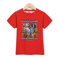 Children Summer Shirt Italian Brainrot Cartoon T-shirt for Boys AI Printed Top Short Sleeved Tees 150 gray