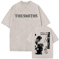 British Rock Band The Smiths Meat Is Murder Vintage Washed T-shirt Alternative 1980's Indie Morrissey T Shirt Streetwear Unisex S white