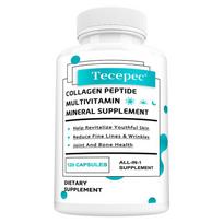 Collagen Peptide Multivitamin & Mineral Formula - All-in-1 Daily Supplement for Skin Youthfulness, Joint & Bone Health 120PCS white